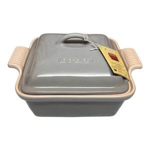 Le Creuset Mist Gray Deep Square Casserole Dish 4 qt with Lid 10” Christmas